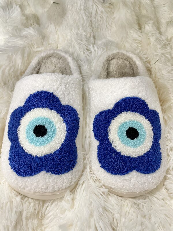 Evil Eye Fuzzy Comfortable Slippers Flower Eye