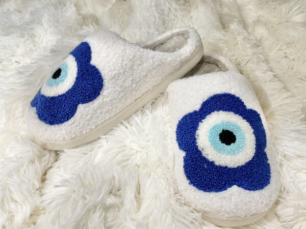 Evil Eye Fuzzy Comfortable Slippers Flower Eye - Image 2