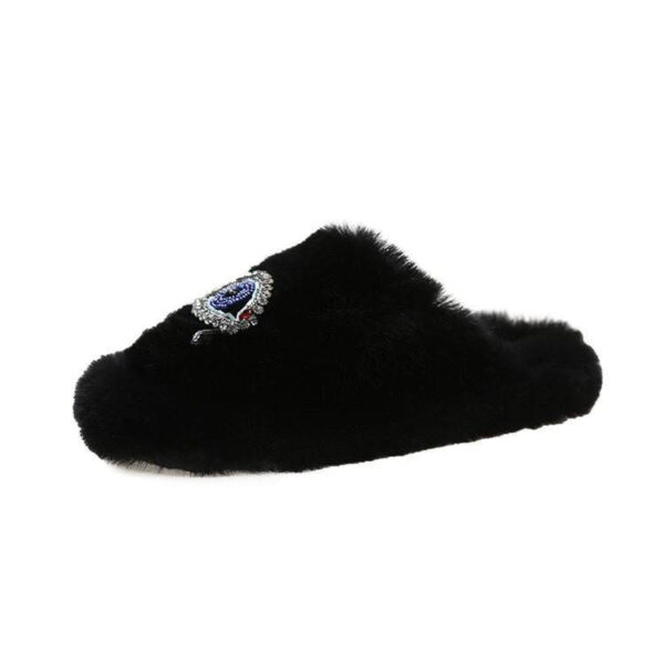 Beaded Evil Eye Furry Closed Slippers - Image 5