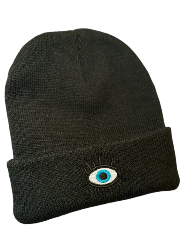 Evil Eye Embroidered Beanie Hat - Image 2