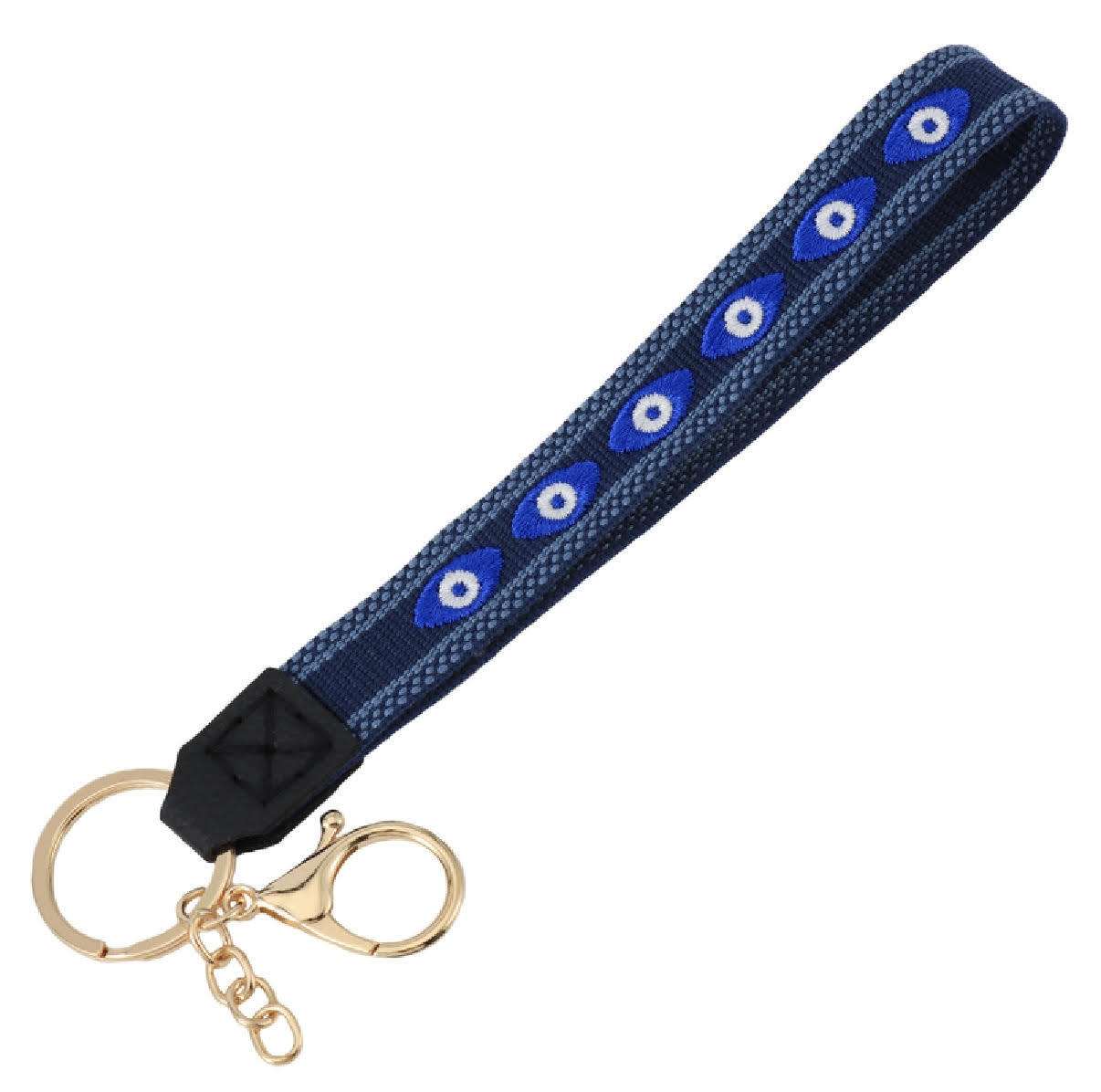Evil Eye Blue Woven Wristlet Keychains with Luxe Gold Hardware - Image 8