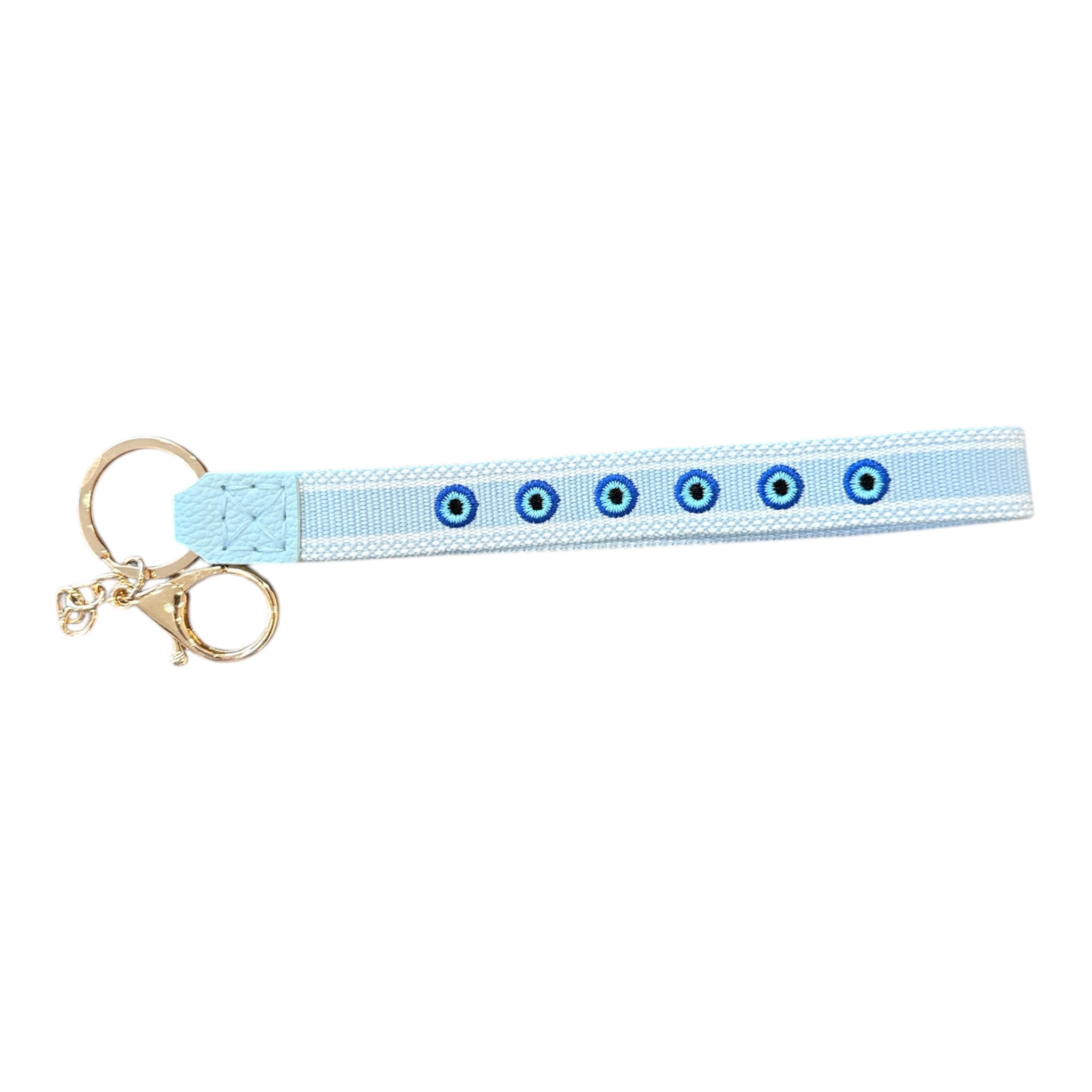 Evil Eye Blue Woven Wristlet Keychains with Luxe Gold Hardware - Image 6