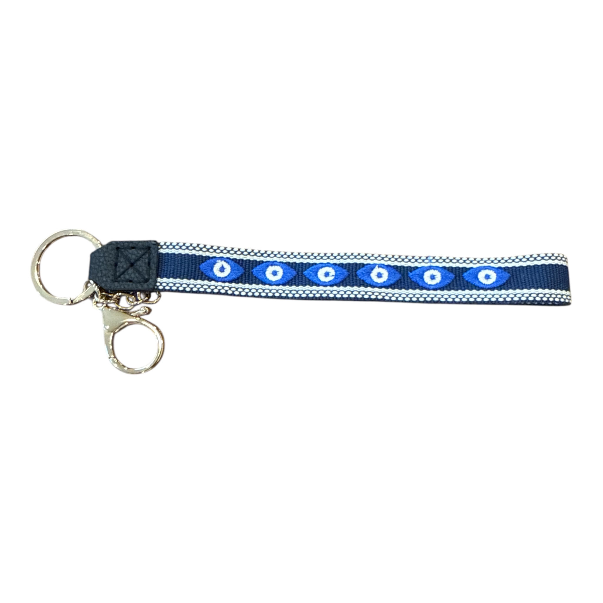 Evil Eye Blue Woven Wristlet Keychains with Luxe Gold Hardware - Image 7