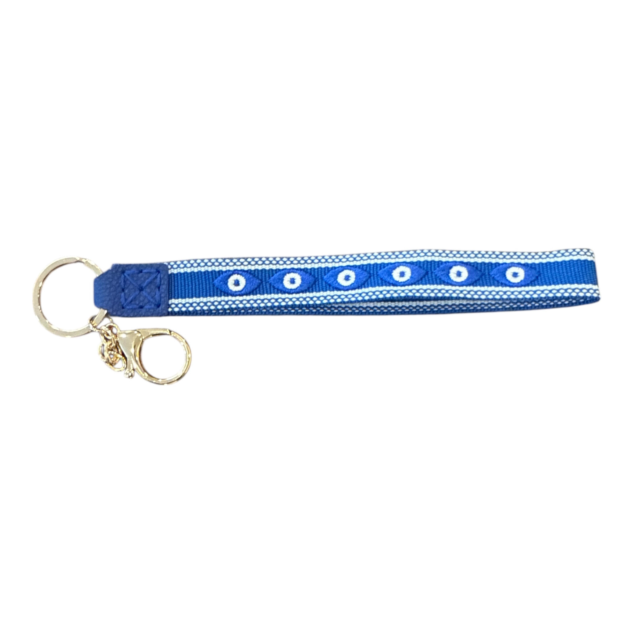 Evil Eye Blue Woven Wristlet Keychains with Luxe Gold Hardware - Image 9