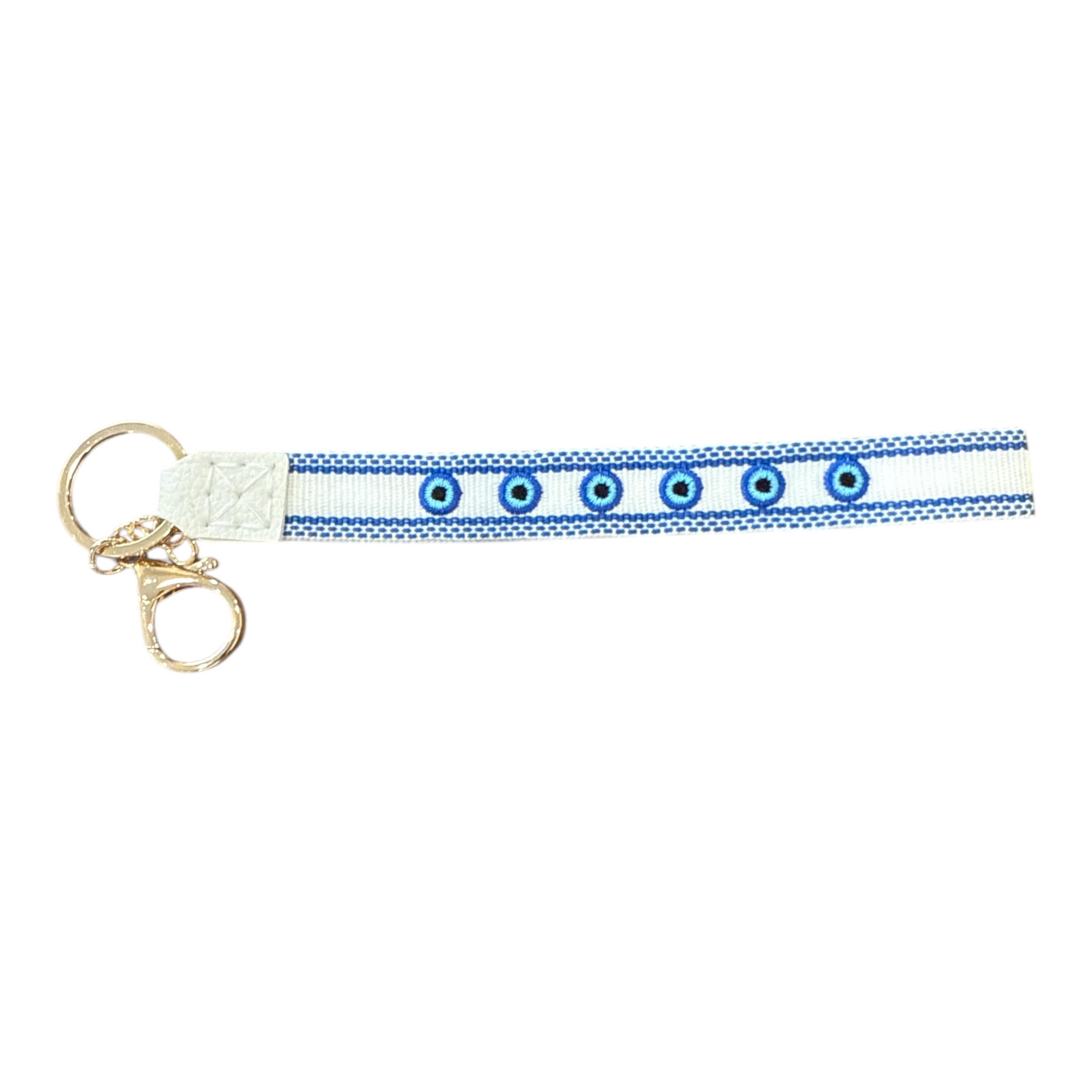 Evil Eye Blue Woven Wristlet Keychains with Luxe Gold Hardware - Image 4